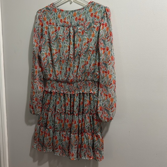Easel Smocked Chiffon Layer Dress - Mint/Tangerine - Picture 6 of 6